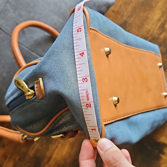 Vintage Y2K Valentina Italian Leather Blue Sparkly Shoulder Bag w Gold Hardware - Picture 13 of 13